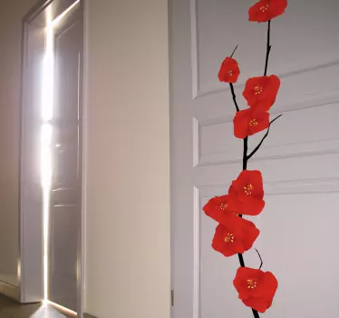 Autocolante decorativo ramo flores vermelhas - TenStickers
