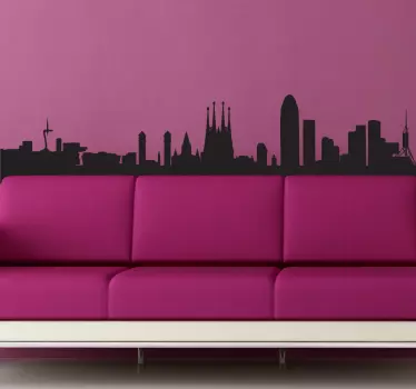 Autocolante decorativo skyline Barcelona - TenStickers