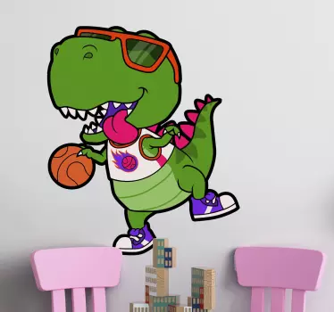 Autocolante dinossauro brincalhão basquete - TenStickers