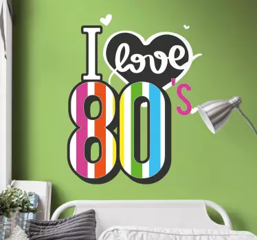 Autocolante vintage amor colorido dos anos 80 - TenStickers