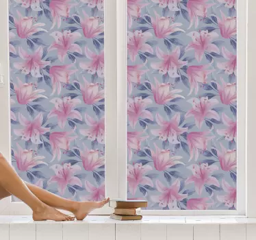 Autocolante para janela estampa floral rosa - TenStickers