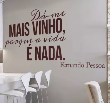Autocolante frase vinho Pessoa - TenStickers