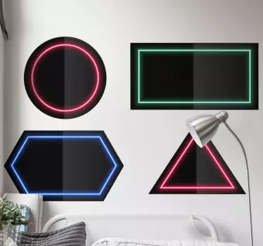 Autocolante geométrico com acentos em neon - TenStickers