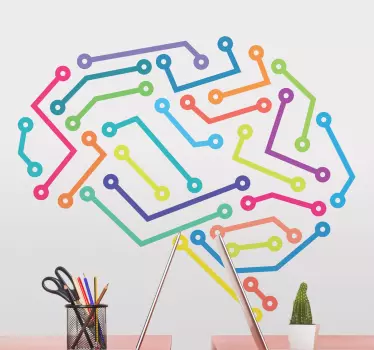Autocolante geométrico conexão neural colorida - TenStickers