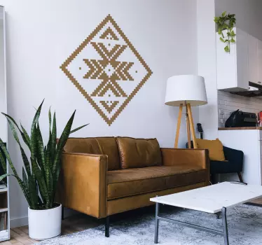 Autocolante sala de estar motivo de padrão de diamante - TenStickers