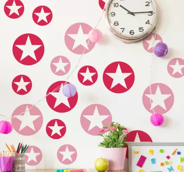 Autocolante geométrico padrões de estrelas rosa - TenStickers