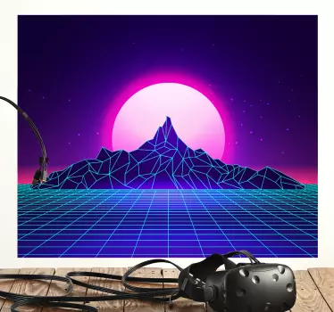 Autocolante geométrico paisagem montanhosa neon - TenStickers