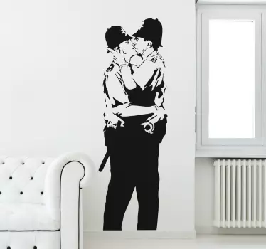 Autocolante graffiti Banksy polícias beijo - TenStickers