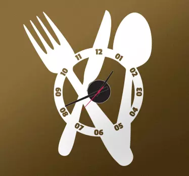 autocolante grande relógio de talheres - TenStickers