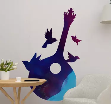 Autocolante Guitarra Fado Pássaros - TenStickers