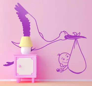 Autocolante infantil a cegonha e os bebés - TenStickers