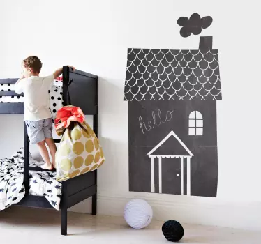 Autocolante infantil ardósia casa com chaminé - TenStickers