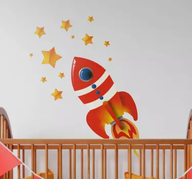 Autocolante infantil foguetão com estrelas - TenStickers
