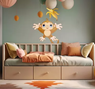 Autocolante infantil macaco e banana - TenStickers