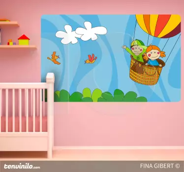 Autocolante infantil meninos a voar num balão - TenStickers