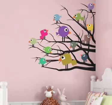 Autocolante infantil pássaros coloridos - TenStickers