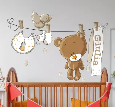 Autocolante infantil personalizado urso castanho - TenStickers
