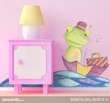Autocolante infantil rã Ritita a navegar - TenStickers