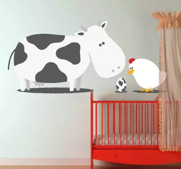 Autocolante infantil vaca e galinha - TenStickers