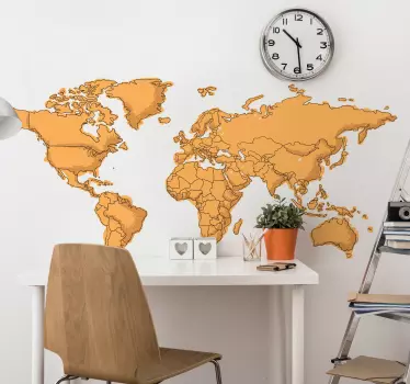 Autocolante mapa mundi com fronteitas - TenStickers