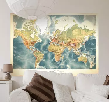 Autocolante mapa mundo envelhecido - TenStickers