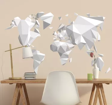 Autocolante mapa mundo origami - TenStickers
