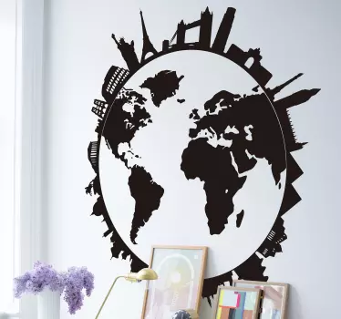 Autocolante de Linha do horizonte Mundo com monumentos - TenStickers