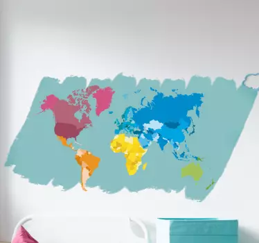 Autocolantes lugares Mapa mundo colorido - TenStickers