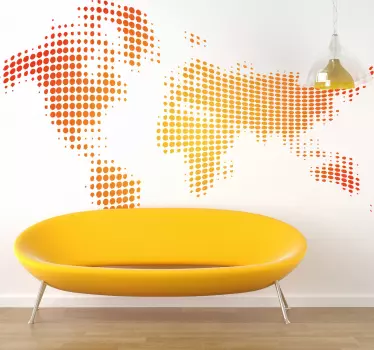 Autocolantes sala de reuniões Mapa mundo em onda de calor - TenStickers