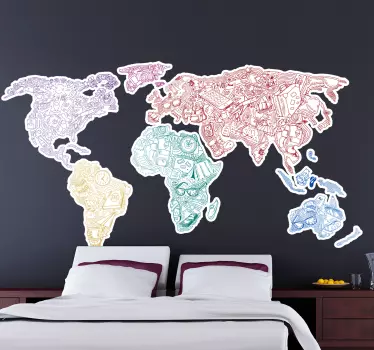 Autocolantes lugares Mapa mundo itens de viagem - TenStickers