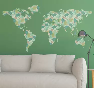 Autocolantes para quarto infantil mapa mundo tropical - TenStickers
