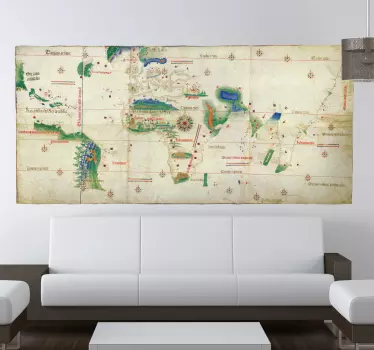 Autocolantes para sala de jantar Planisfério terrestre antigo - TenStickers