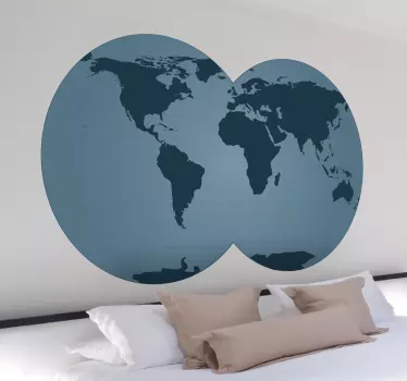 Autocolantes sala de reuniões planisfério tons de azul - TenStickers