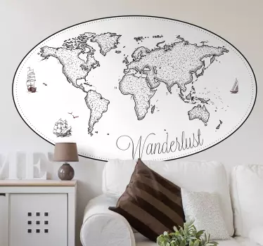 Autocolantes para quarto infantil wanderlust mapamundo - TenStickers