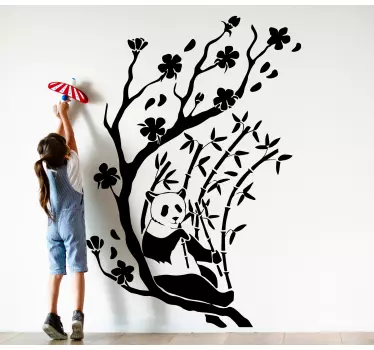 Autocolante panda em flor - TenStickers