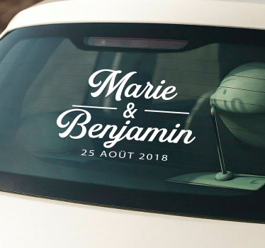 Autocolante para carro nomes personalizados de casamento - TenStickers