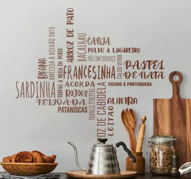 Autocolante para cozinha nuvem com pratos portugueses - TenStickers