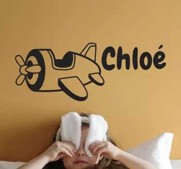 Autocolante para crianças nome personalizado do avião - TenStickers