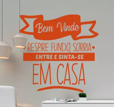 Autocolante para hall de entrada Bem-vindo sinta-se em casa - TenStickers