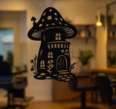 Autocolante para janela casa de cogumelo de conto de fadas - TenStickers