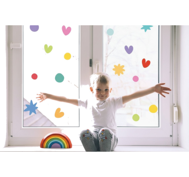 Autocolante para janela conjunto colorido e divertido - TenStickers