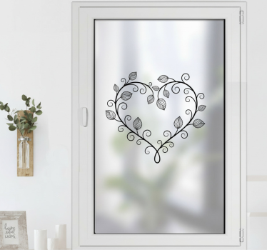 Autocolante para janela corações florais em flor - TenStickers