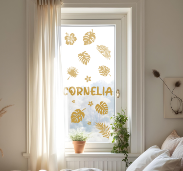Autocolante para janela flores e plantas tropicais - TenStickers