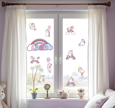 Autocolante para janela unicórnios e arco-íris - TenStickers