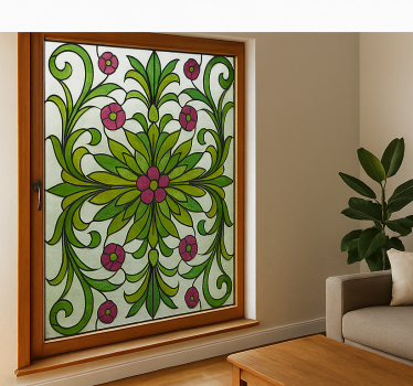 Autocolante para janela vidro floral vitoriano - TenStickers