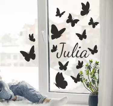 Autocolante para janelas de borboletas com nome personalizado - TenStickers