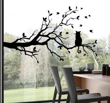 Autocolante para janelas gato na árvore - TenStickers