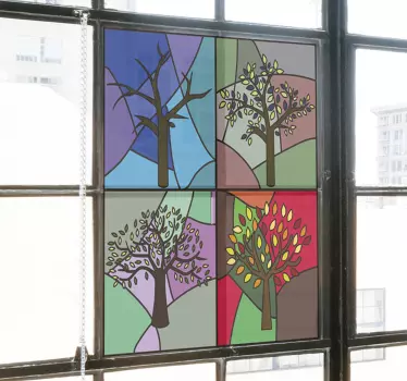 Autocolante para janelas vitral das estações - TenStickers