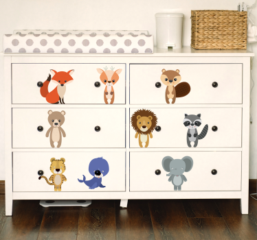 Autocolante para mobília kit animais infantis - TenStickers
