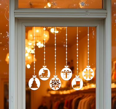 Autocolante para montras bolas de natal com símbolos - TenStickers